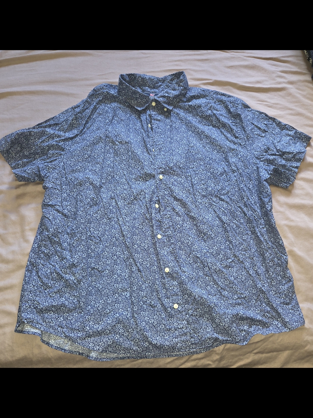 Vineyard Vines Blue Micro-Print Short Sleeve Button-Up Shirt